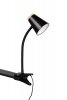 Lampa biurkowa nocna na klipsie LED czarna minimalistyczna klasyczna nowoczesna drewniany dekor PONGO R25831102 Rl